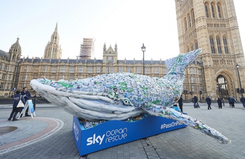 Plastic whale outside Parliament!
